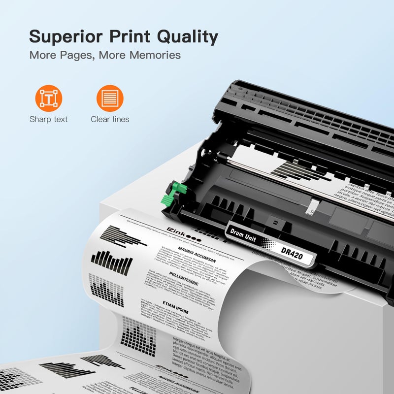 E-Z Ink Compatible Drum Unit (Not Toner) Replacement for Brother DR420 DR 420 High Yield for use with HL-2270DW HL-2280DW HL-2230 HL-2240 HL-2240D MFC-7860DW MFC-7360N DCP-7065DN (1 Drum Unit) - Image 3